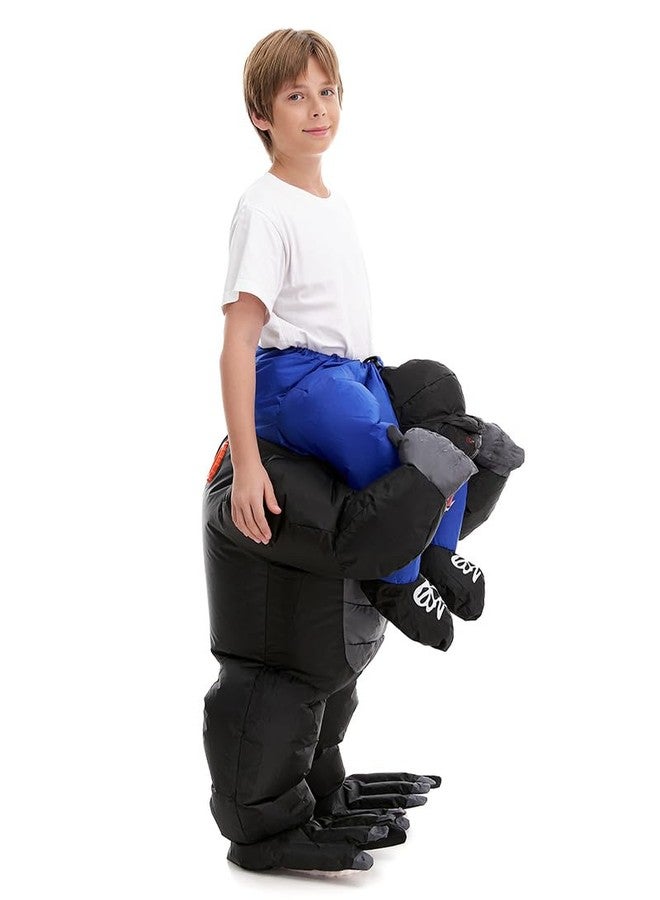 HSCTEK Inflatable Gorilla Costume Kids Boys Girls, Blow up Ride on Animal Cosplay Teen, Riding Halloween Rider Clothes Child Black - Image 3